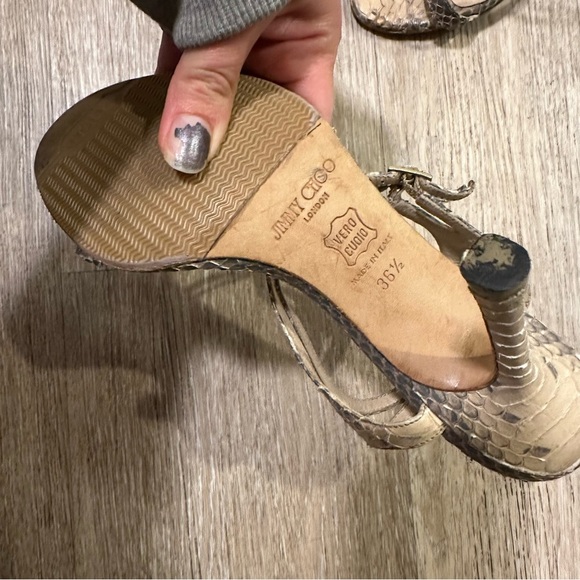 Jimmy Choo Women's Snakeskin Sandals - Brown 36.5 / 6 - Picture 2 of 4